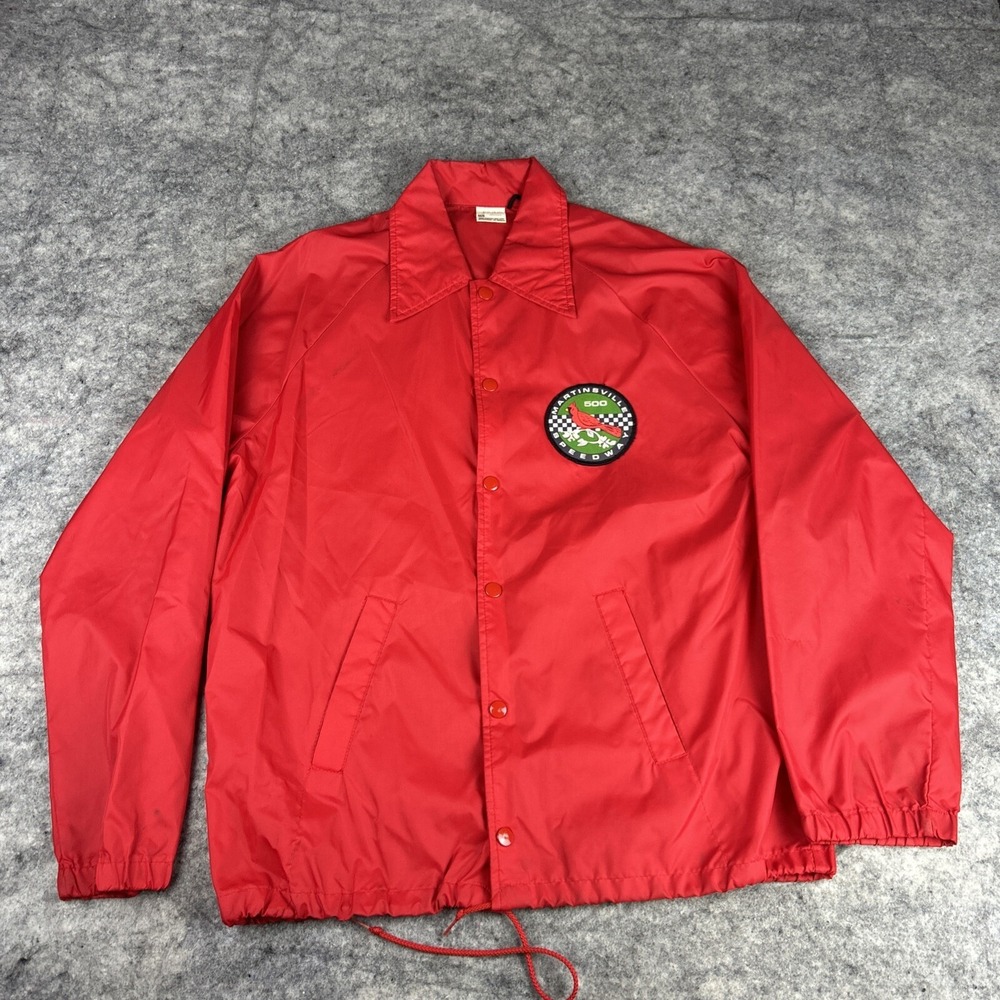 Vintage 70's Martinsville 500 Speedway‎ Size M Red Windbreaker Jacket Button Up